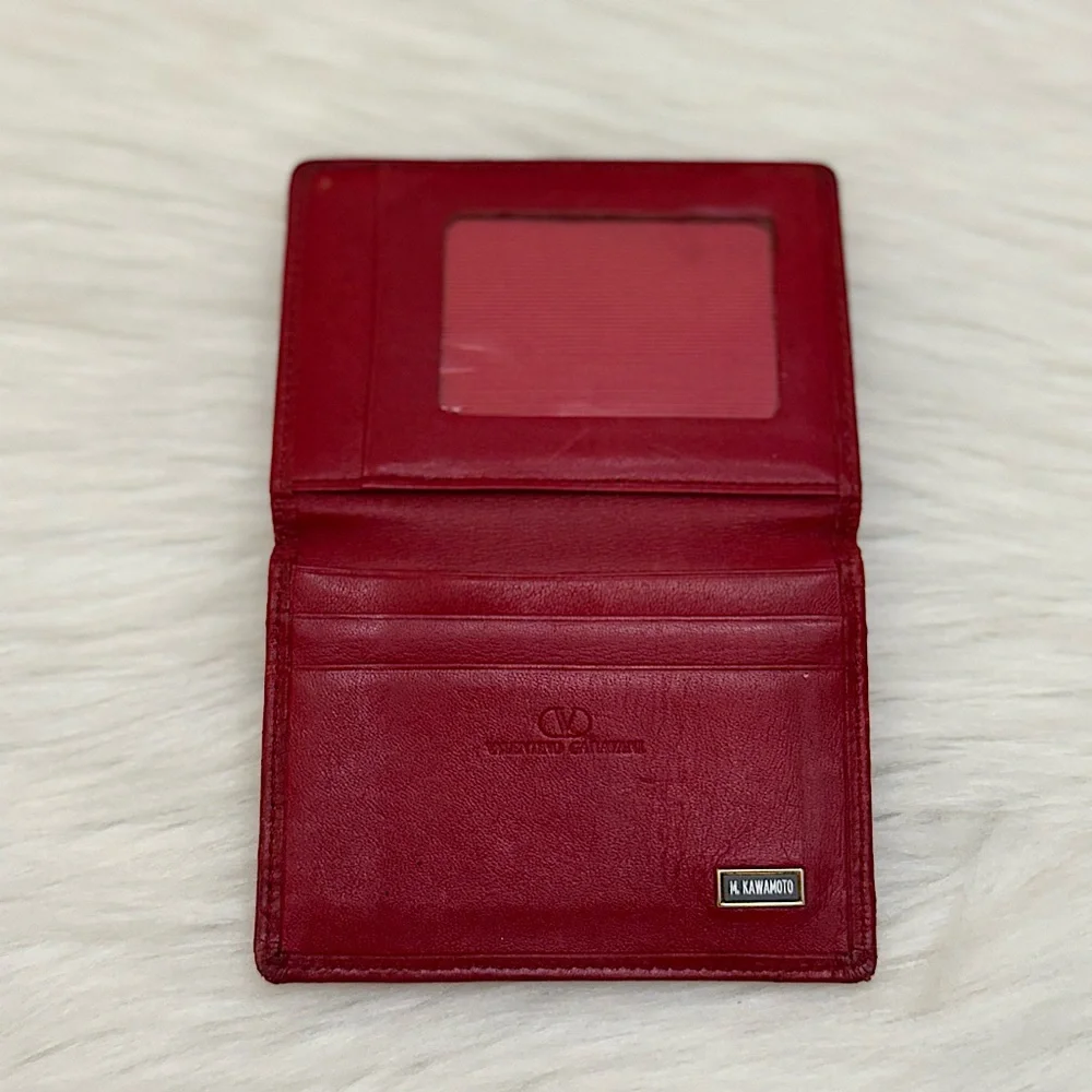 VALENTINO GARAVANI - RED LEATHER BIFOLD CARDHOLDER WALLET CASE